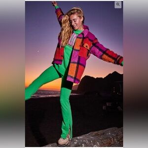 Electric & Rose Scout Jacket in Plaid Magenta/Orange/Smoke Sz Small